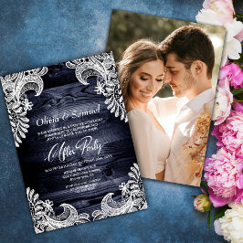 Blauholzspitzen Custom Foto Hochzeit nach dem Part Einladung