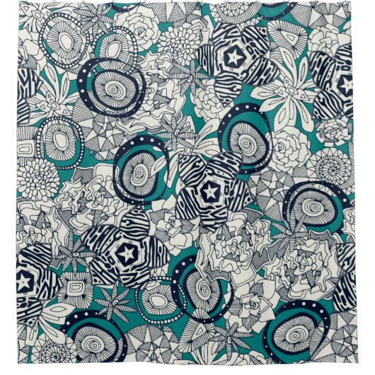 Blauindigo Duschvorhang (Vorderseite)