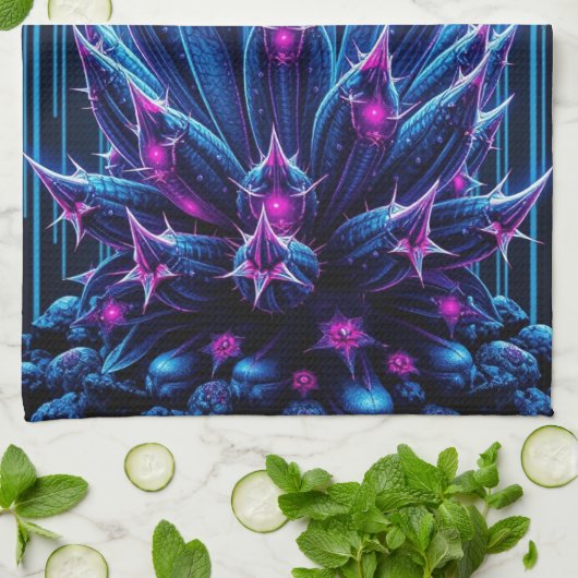 Blaukaktus Geschirrtuch (Gefaltet)