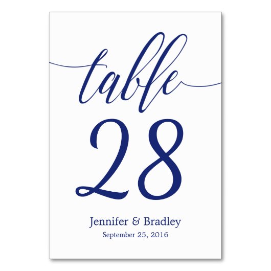 Blaukalligraphie-Tischnummer | bearbeitbare Farbe Tischnummer (Rückseite)