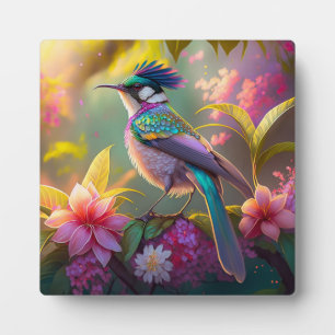 Blaukammiger Regenbogenflügel-Sonnenvogelfantasiev Fotoplatte