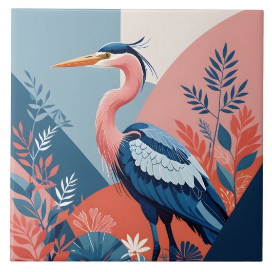 Blaukappenreiher-Kachel Fliese (Vorderseite)