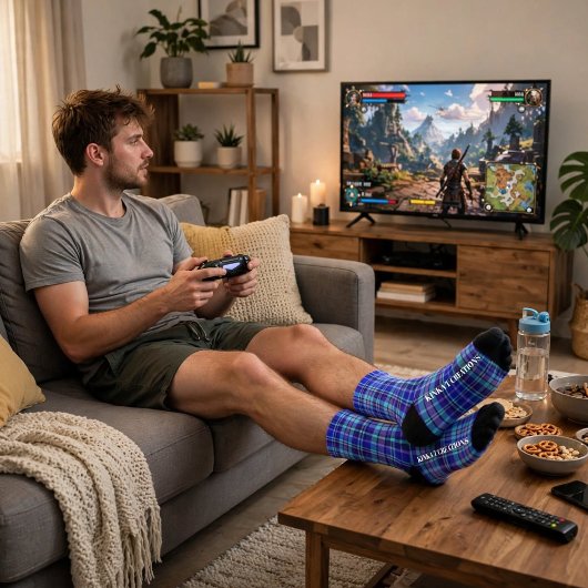 Blaukariert Socken