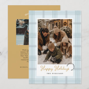 Blaukariertes Gingham-Muster Fotos Weihnachten
