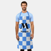Blaukariertes Muster Hintergrund Schürze (Getragen)