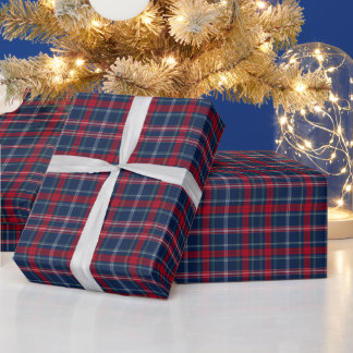 Blaukariertes Weihnachtspapier Geschenkpapier