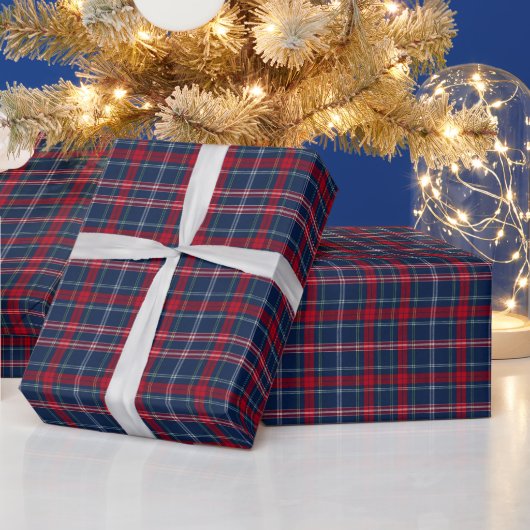 Blaukariertes Weihnachtspapier  Geschenkpapier (Feiertage)