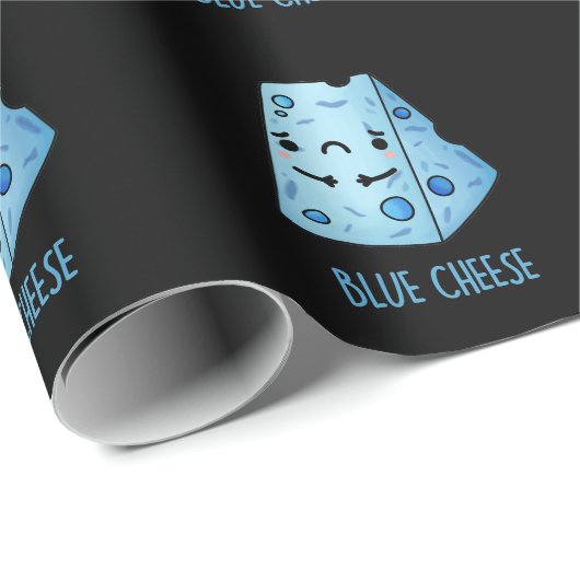 Blaukäse Funny Sad Pun Dark BG Geschenkpapier (Rolleneckpunkt)