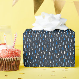 Blaukatzenmuster Geschenkpapier
