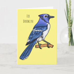 Blaukehlhäher-Vogel-Cartoon-Illustration Karte