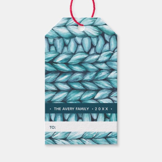 Blauknitted Christmas Geschenkanhänger (Vorderseite)