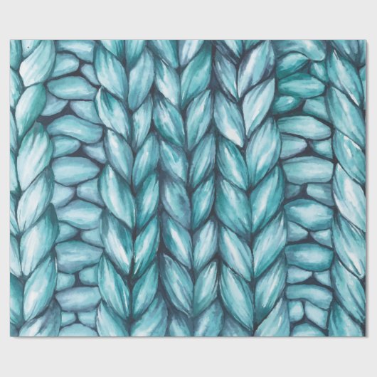 Blauknitted Christmas Geschenkpapier (Flach)