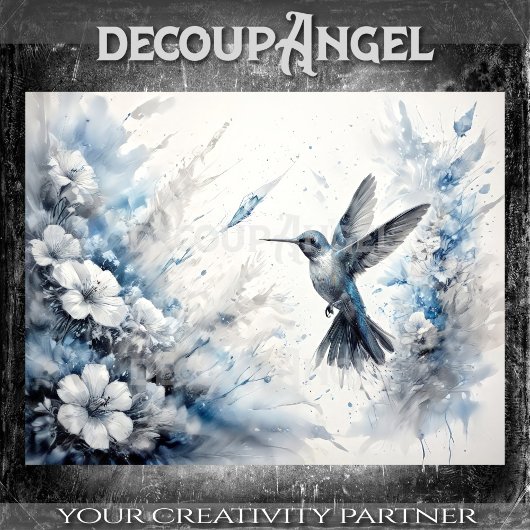 Blaukolibri im Flug Decoupage Seidenpapier
