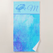 Blaukrabbe in Farbspritze Strandtuch (Vorderseite)