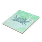 Blaukrabbe in Watercolor Grüne Keramik Fliese (Seite)