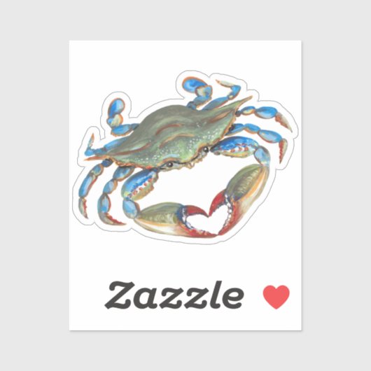 Blaukrabbe mit Heart Claws Vinyl Sticker (Blatt)