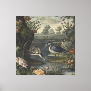 Blaukranich Antique Botanische Feine Kunst Aquarel Leinwanddruck