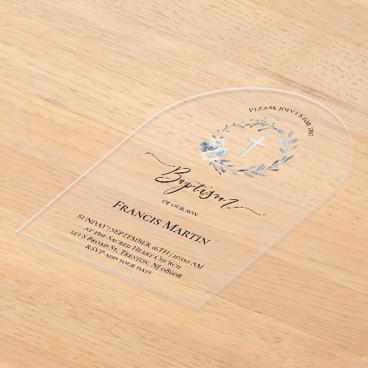 Blaukranz-Taufe Acryleinladungen (Ablage )