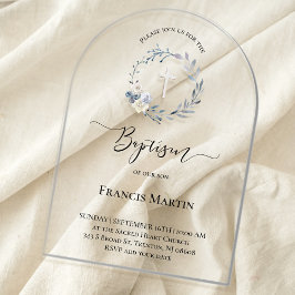 Blaukranz-Taufe Acryleinladungen