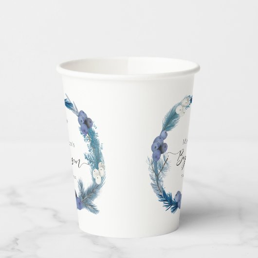 Blaukränzdesign | Winter Taufe Papiertasse Pappbecher (Links)