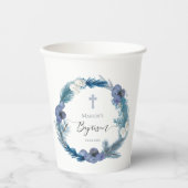 Blaukränzdesign | Winter Taufe Papiertasse Pappbecher (Vorderseite)