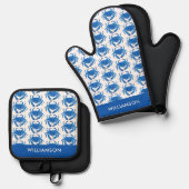Blaukrebsmuster Ofenhandschuh & Topflappen-Set (Vorderseite/Rückseite)