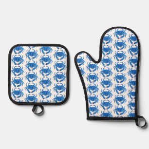 Blaukrebsmuster Ofenhandschuh & Topflappen-Set