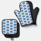 Blaukrebsmuster Ofenhandschuh & Topflappen-Set (Vorderseite/Rückseite)