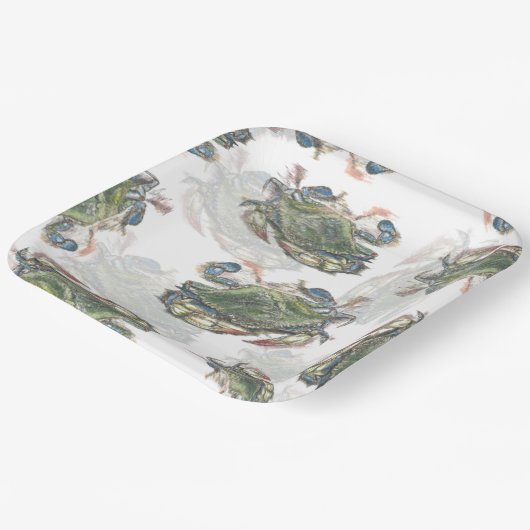 Blaukrebsmuster Pappteller (Gewinkelt)