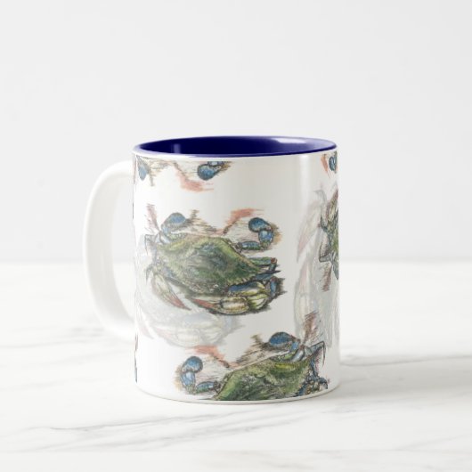 Blaukrebsmuster Zweifarbige Tasse (Vorderseite Links)