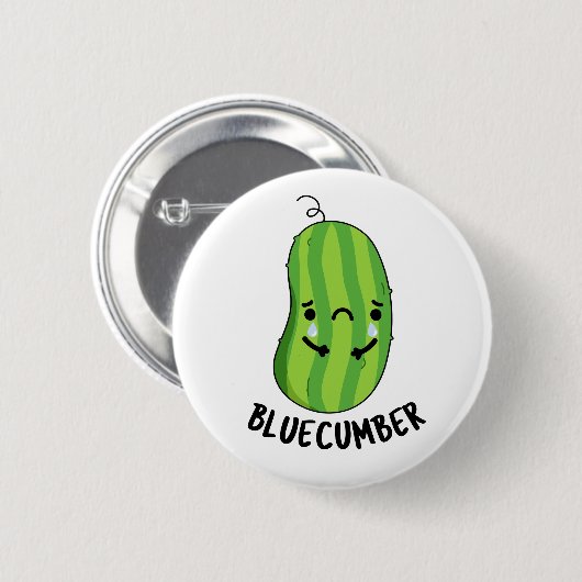 Blaukummer Funny Sad Veggie Cucumber Pun Button (Vorne & Hinten)
