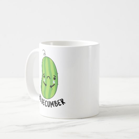 Blaukummer Funny Sad Veggie Cucumber Pun Kaffeetasse (Vorderseite Links)