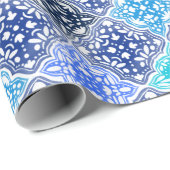 Blaulackiertes marokkanisches Fliesenmuster Geschenkpapier (Rolleneckpunkt)