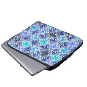 Blaulackiertes marokkanisches Fliesenmuster Laptopschutzhülle (Vorne Knopf)