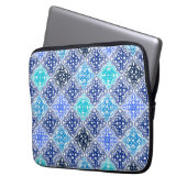 Blaulackiertes marokkanisches Fliesenmuster Laptopschutzhülle (Vorderseite Links)