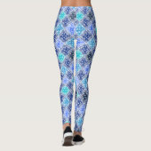 Blaulackiertes marokkanisches Fliesenmuster Leggings (Rückseite)