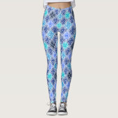 Blaulackiertes marokkanisches Fliesenmuster Leggings (Vorderseite)