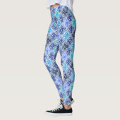 Blaulackiertes marokkanisches Fliesenmuster Leggings (Links)