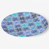 Blaulackiertes marokkanisches Fliesenmuster Pappteller (Schrägansicht)