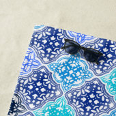 Blaulackiertes marokkanisches Fliesenmuster Strandtuch (Beispiel)