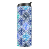 Blaulackiertes marokkanisches Fliesenmuster Thermosbecher (Nach links gedreht)