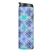 Blaulackiertes marokkanisches Fliesenmuster Thermosbecher (Nach rechts gedreht)