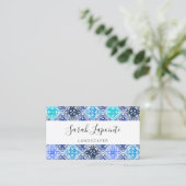 Blaulackiertes marokkanisches Fliesenmuster Visitenkarte (Stehend Vorderseite)