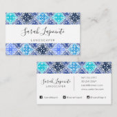 Blaulackiertes marokkanisches Fliesenmuster Visitenkarte (Vorne/Hinten)