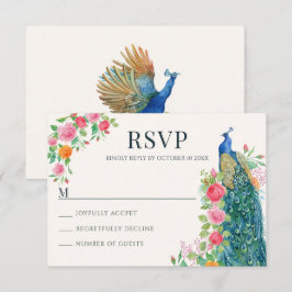 Blaulblau-Pfauenvogel-RSVP-Karte RSVP Karte