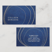 Blauleder | Artistic Gold Lines Visitenkarte (Vorne/Hinten)