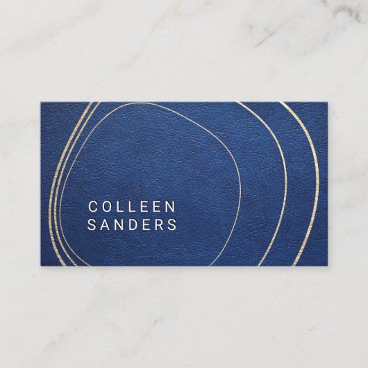 Blauleder | Artistic Gold Lines Visitenkarte (Vorderseite)