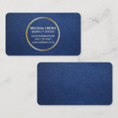 Blauleder | Gold-Metallring Visitenkarte (Vorne/Hinten)