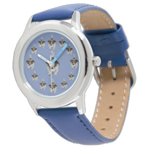 Blauleder, Kinderfox Terrier Muster, Schau, Armbanduhr