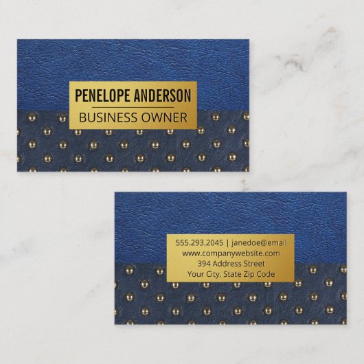 Blauleder | Polstermaterial Visitenkarte (Vorne/Hinten)